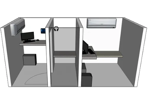 Mobile Medical Occupational Health clinic with an audio booth built-in and a patient consultation room.